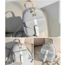 Women Preppy Style Hit Color Bow Leaf Mini Shoulder Bag Cute Leather Backpack