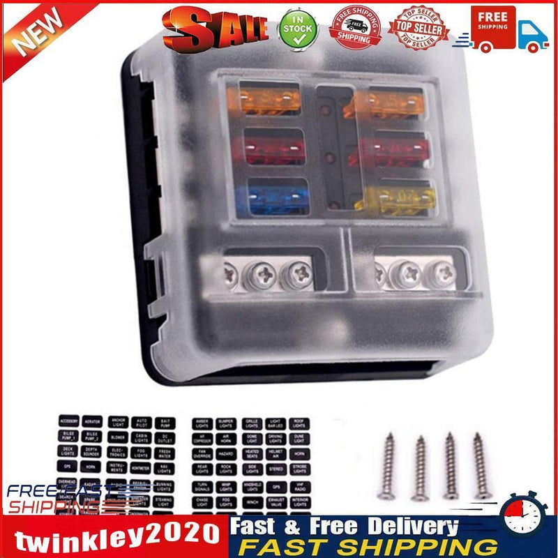 YJ-FB014 6 Ways 32V Blade Fuse Box Terminal Block Holder Case for Car Boat Newly