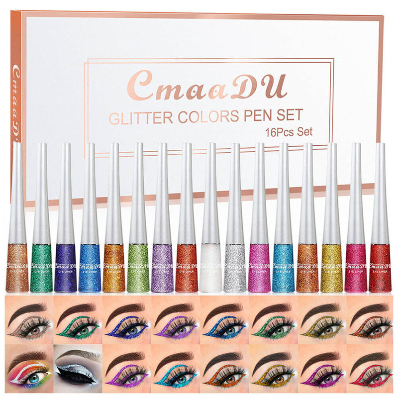 Liquid Glitter Eyeliners Pencils Kit Waterproof Colorful Shiny Eye Liner Pen Set