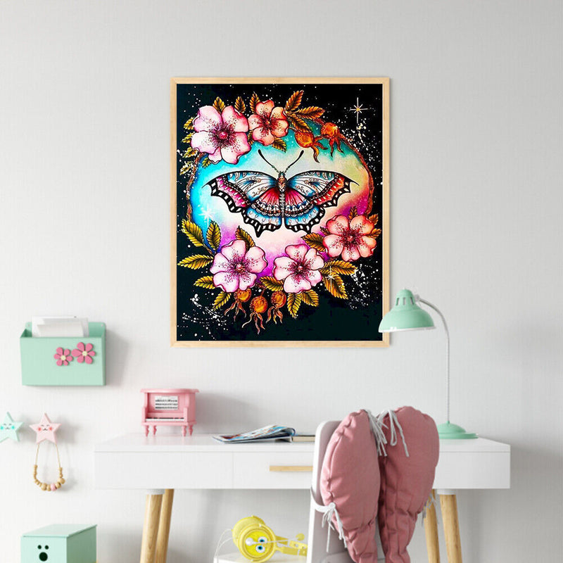 Flower Butterflies Oil Paint By Numbers Kit DIY Acrylic Painting on Canvas Set