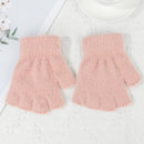 Color Imitation Mink Hair Half Finger Gloves Fingerless Mittens Plush Knitted
