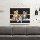 14CT DIY Three Cats Stamped Embroidery Full Cross Stitch Art Handicraft Gifts