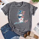 Independence Day America Girl Tea T-Shirt (Grey M)