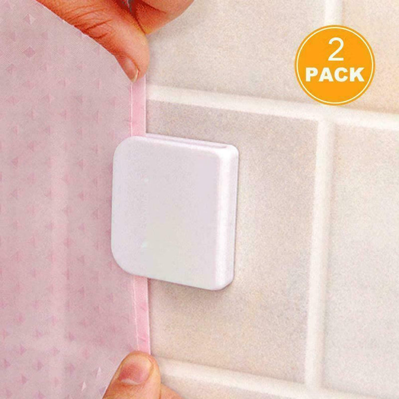 2 Pcs Shower Curtain Clips Self-adhesive Guard Curtain Fixed Clips U Shape W5X1
