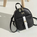Women Preppy Style Contrast Color PU Leather Mini Messenger Bag Handbag Knapsack