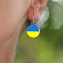Trendy Ukrainian National Flag Earrings Women Round Glass Hook Dangle (1) Newly
