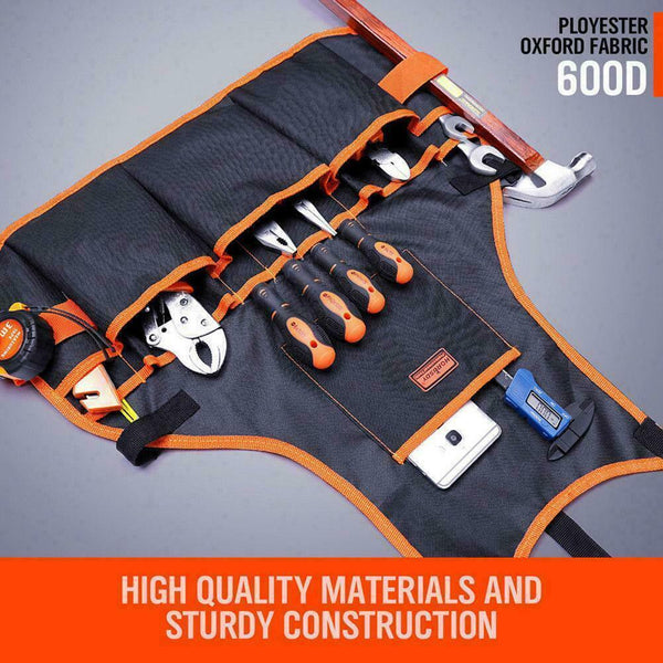 Bib Apron 16-Pocket Tool Woodworking Gardening Craft Shop Mechanic Wood I2C9