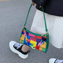 Geometric Hit Color Underarm Bags Leather Women Casual Shoulder Clutches Handbag