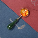 Wood Handle Sealing Wax Spoon Wax Bead Tablet Melting Spoons (Dark Green) Newly
