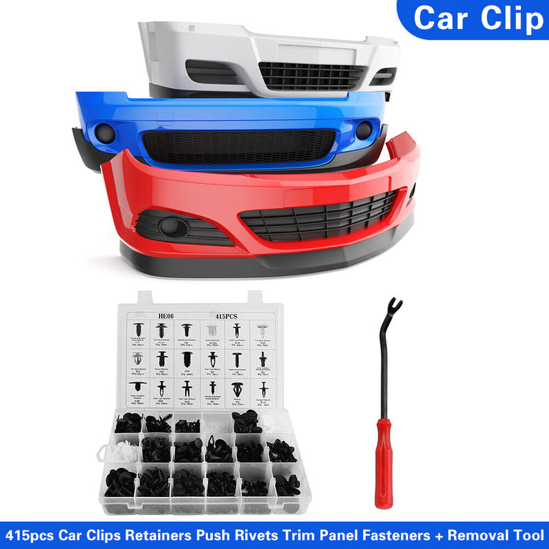 415 in 1 Universal Car Clips Auto Trim Panel Rivets Assortment + 6 inch Remover