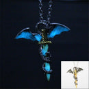 Jewelry Punk Men Women Dragon Sword Necklace Choker Pendant Luminous Chain
