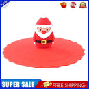Transparent Red Cherry Silicone Cup Cover Leakproof Reusable Lid (Santa)