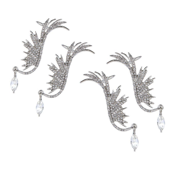 Drop Stud Earrings Dangle Angel Wings Earrings Rhinestone Ear Clip Ear Stud