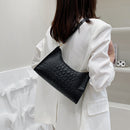 Retro Women PU Leather Solid Color Alligator Pattern Small Underarm Shoulder Bag