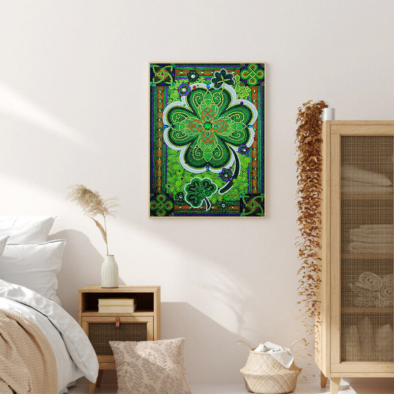 5D DIY Part Special Drill Diamond Painting Oven Leaf Clover Home Wall Art Craft