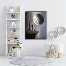 Hand Painted on Canvas DIY Girl Moon Oil Paint By Numbers Drawing Kit Craft