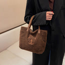 Female Fluffy Solid Color Shoulder Bag Women Casual Bear Pattern Phone Handbag