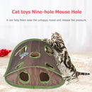 Cat Mice Bell Tent with 9 Holes Hide Tunnel Foldable Interactive Play Pet Toys