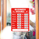 Business Hours Sign Hours of Operation Signs for Window / Door (Red)