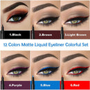 12pcs Liquid Eyeliner Pens Fast Dry Waterproof Color Eye Liner Pen Eye Cosmetics