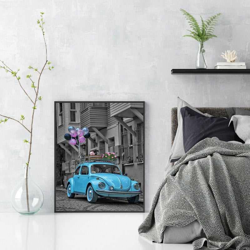 Frameless Oil Paint By Numbers DIY Balloon Car Picture Craft Kit for Bedroom