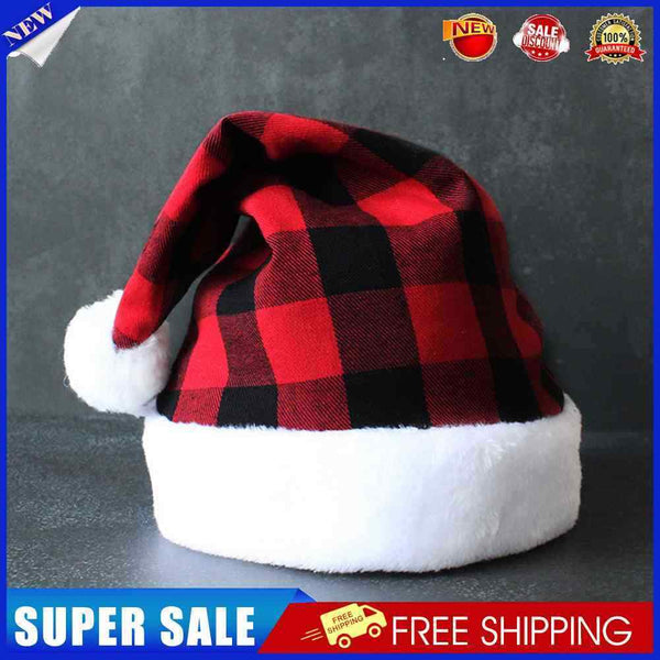 #A Christmas Hat Fashion Lattice Santa Claus Red Hats for Family Friend Lover Gi