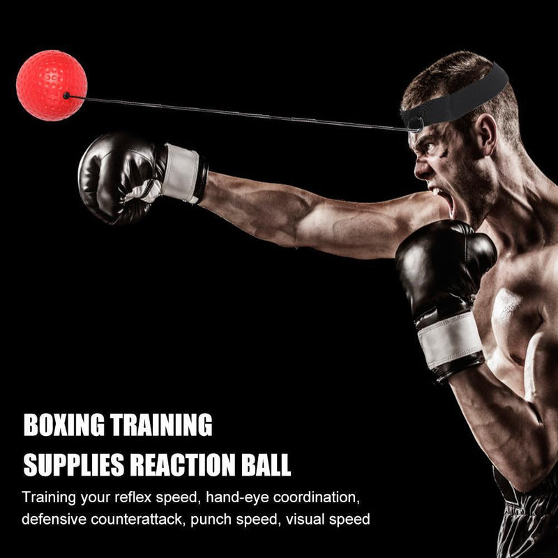 Head-Mounted Boxing Reflex Ball To Rais Reaction Boxing Exercise Set (Red B