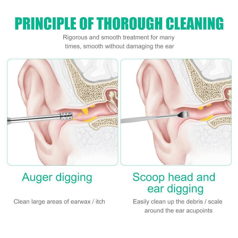 6pcs Stainless Steel Ear Cleaner Ear Cleaning Tool Curette Ear Spoon Health Care