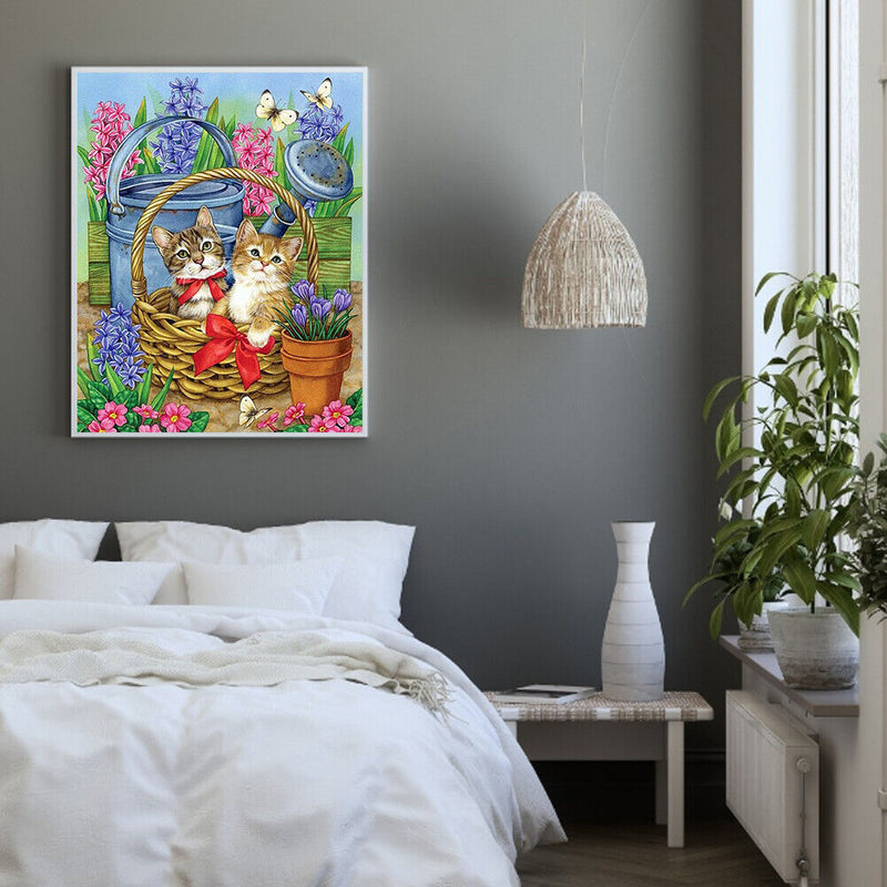 40x50cm Frameless Oil Paint By Numbers DIY Kitten Painted Canvas Picture