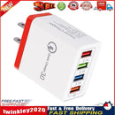 4 USB Travel Wall Charger 3A Fast Charging Charger US Plug Adapter (Red) Newly