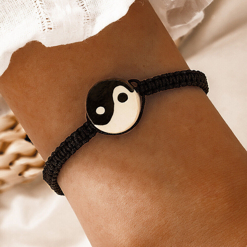 Ethnic Style Tai Chi Braided Rope Charm Yin Yang Adjustable Bracelets Jewelry