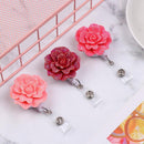 ID Name Card Anti-Lost Clip Clip Key Ring Rose Shape Badge Reel Badges Holder