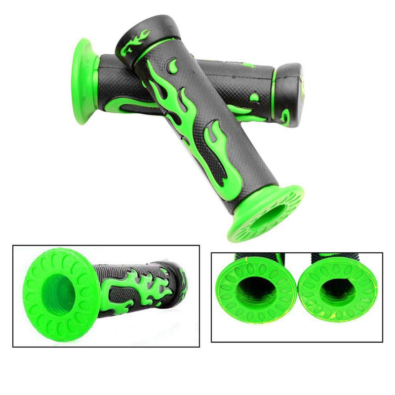 2pcs Green Flame Soft TPR Universal Motorcycle Bike Handlebar Grips Hand
