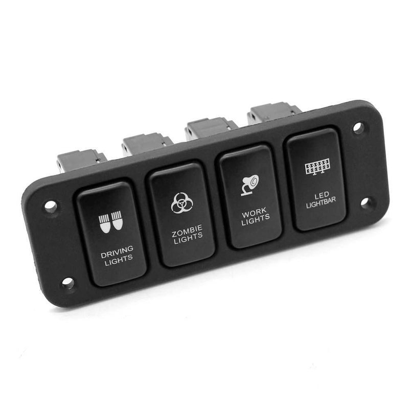 12V 4 Button Blue LED On/Rocker Switch Panel with 150mm Cable for Toyata