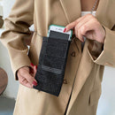 Fashion Women Rhinestone Messenger Bag Chain Mini Purse Phone Bags (Black)