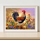Full Embroidery Kits Golden Rooster Sunflower 11CT Stamped Needlework Home Decor