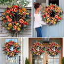 Decor Fall Peony and Pumpkin Wreath Artificial  Doors Wreath Thanksgiving_