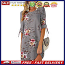 Floral Print Dresses Loose Women Summer Half Sleeve Clothing Plus Size Dress