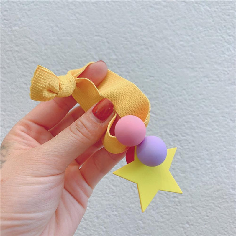 Girl Star Pompom Hair Rope Women Elastic Band Scrunchie Ponytail Hair Accessory