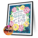 DIY Full Drill Round Rhinestone Drawing Letter Flower Painting Kit Room Decor