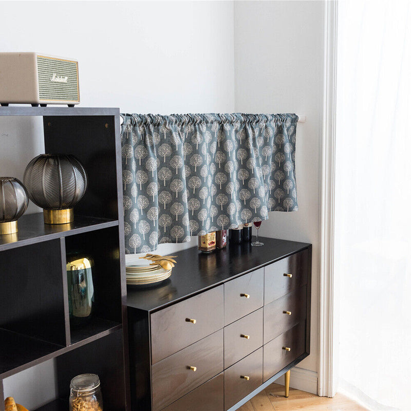 Short Curtain Shading Curtains Home Decor for Window Screen (Navy Tree) Newly