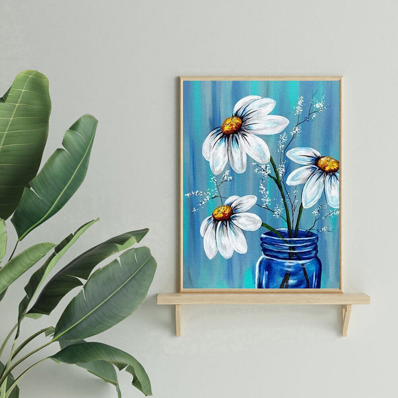 Blue Flowers Full Drill Mosaic Round Diamond Painting DIY Rhinestones Picture