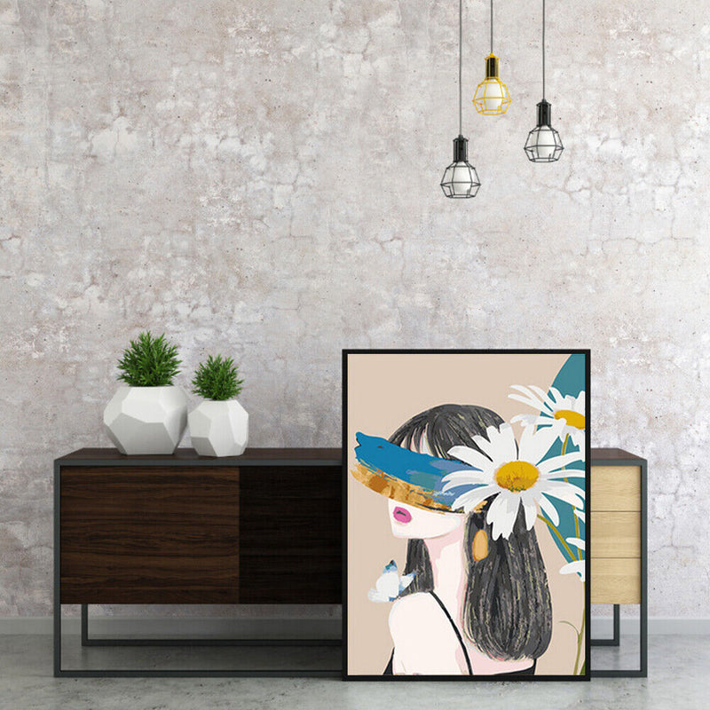 Frameless Girl with Flower Oil Paint By Numbers DIY Acrylic Handmade Handicraft