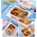 Microwave Lunch Box Wheat Straw Compartments Bento Food Container (Pink) Newly