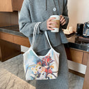 Large Capacity Women Handbag Daily Oil Painting Shoulder Tote Bag (Style 3)