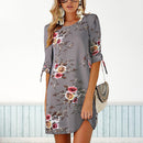 Floral Print Dresses Loose Women Summer Half Sleeve Clothing Plus Size Dress