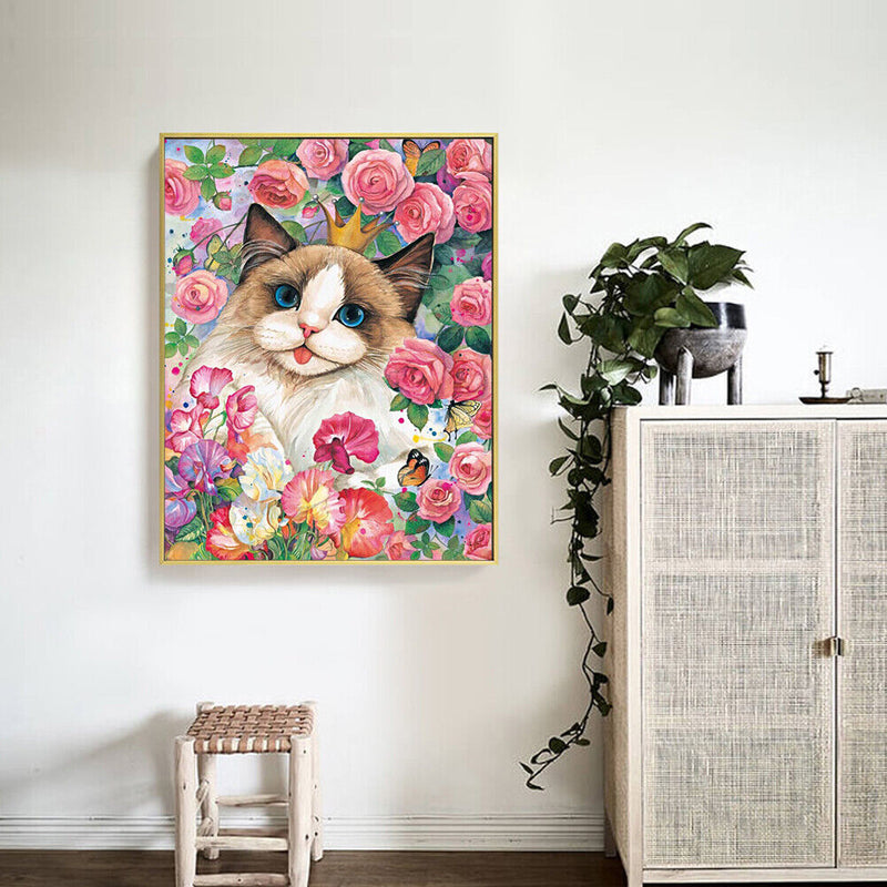 40x56cm Cross Stitch Full Embroidery Kit Cat Animal Stamped Home Art Decoration