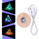Crystal Orgonite Pyramid Lamp Base Wooden LED Display Holder (RC Multi)