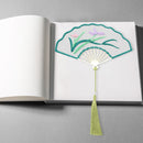 Chinese Style Fan Shaped DIY Needlework Embroidery Tassel Stationery Bookmark