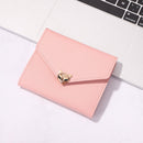Pure Color Trifold PU Leather Coin Purse Women Simple Card Holder Short Wallet